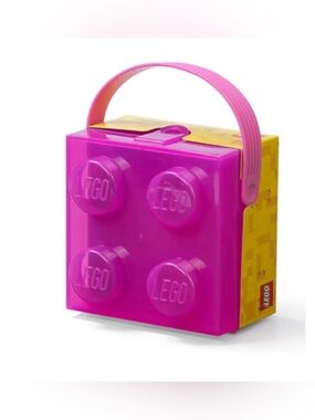 LEGO Box with Handle, Portable Storage Box, Translucent Violet